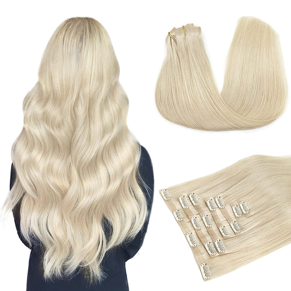 Extensions à Clips Naturel Blond Polaire