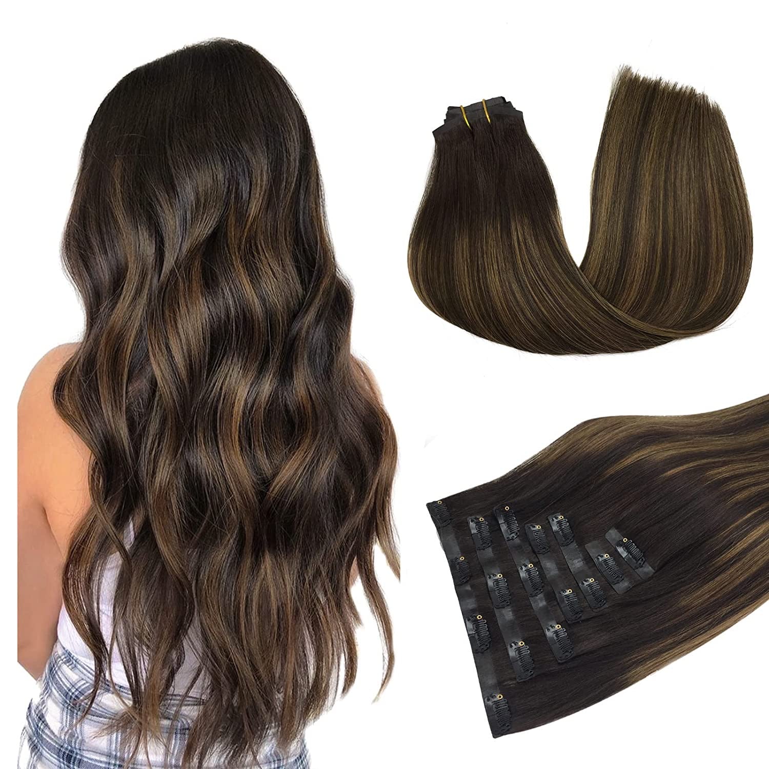 Extensions à Clips Naturel Balayage Brunette
