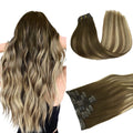 Extensions à Clips Naturel Ombre Blond Méchés
