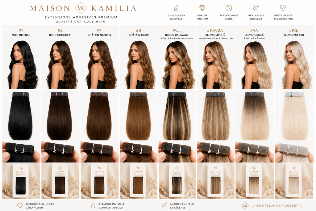 Extensions Adhésives Premium Maison Kamilia - Double Drawn